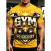 Модная новая мужская футболка GYM No Excuses с принтом штанги и гири, футболка для фитнеса, повседневная уличная одежда, топы с коротким рукавом