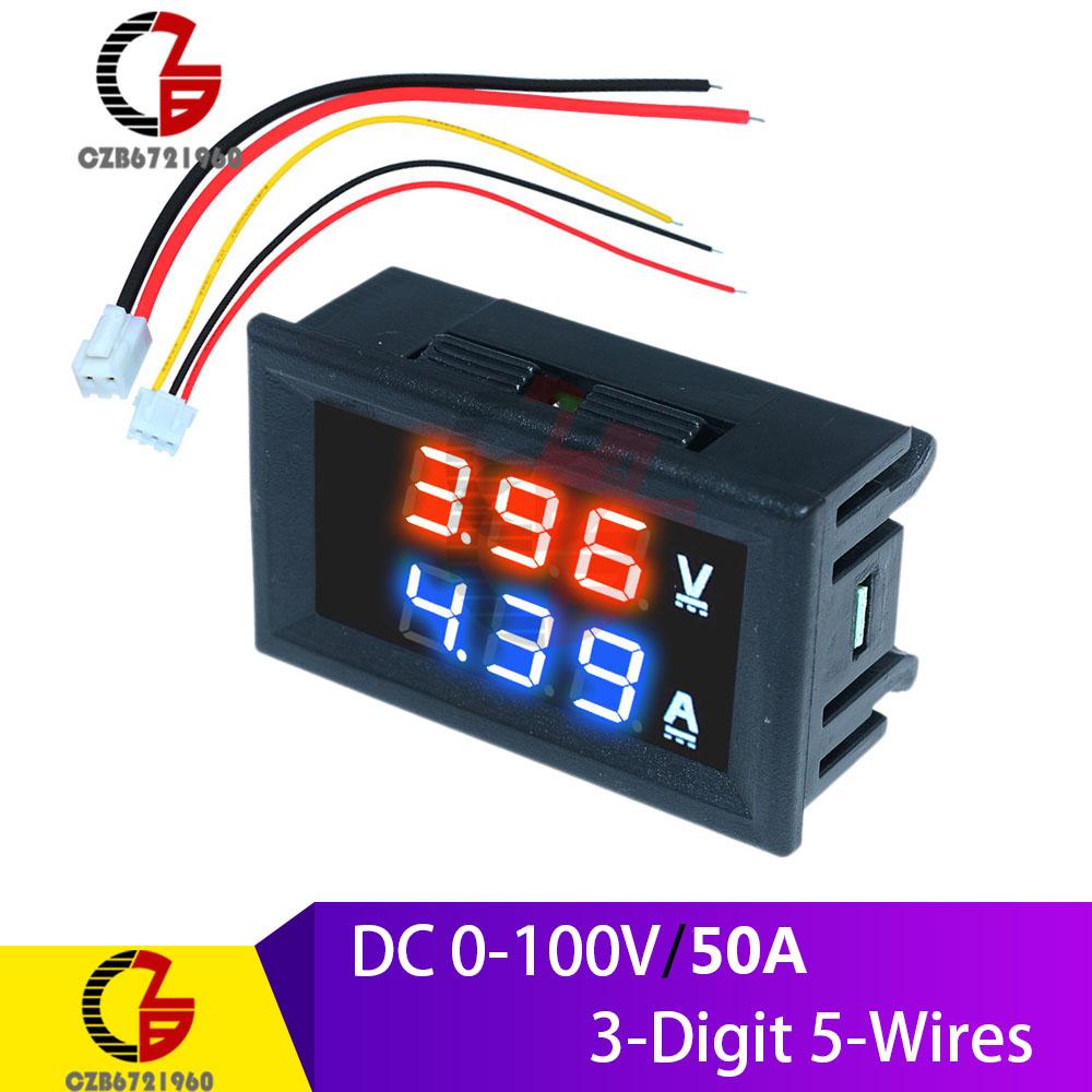 Mini DC Digital Voltmeter Ammeter 100V 10A 50A 100A Voltage Current Meter Solar Battery Car Volt Amp Tester Monitor Detector