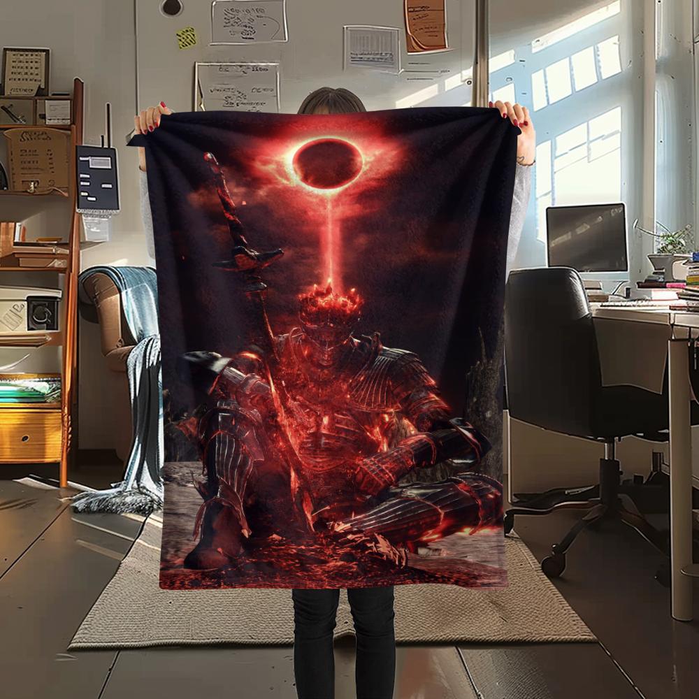 1Pc Dark Soul Print Flannel Blanket, High quality Comfortable for All Seasons, Home Decor, Warmth and Comfort, Perfect for Christmas Gifts
