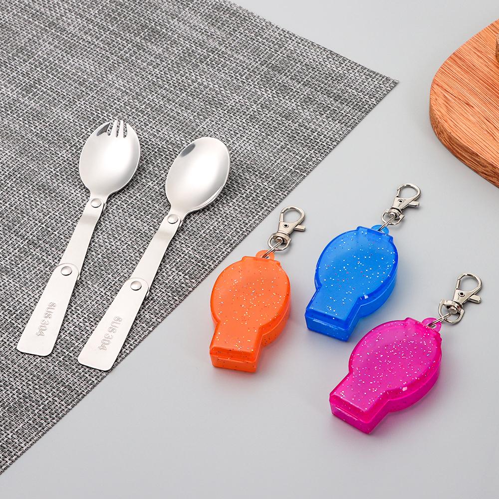 Stainless Picnic Accessories Folding Cookware Foldable Forks Travel Camping Tool Pocket Spoon Fork