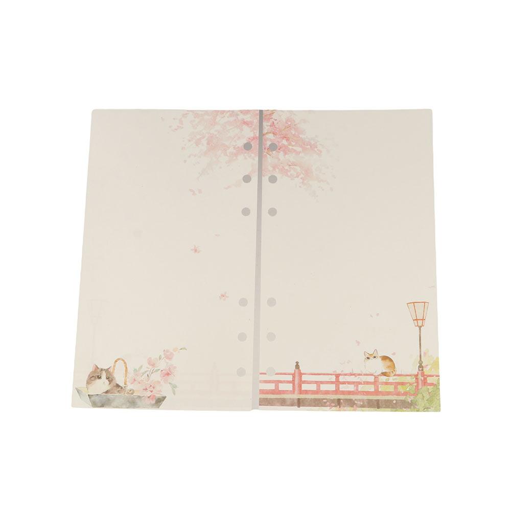 Notebook Refill Notebook Binder Notebook Inner Pages Sakura And Cat Binder 80 Sheets Loose Leaf A6