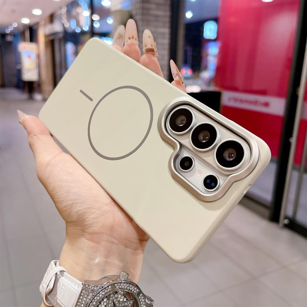 Для Samsung Galaxy S26 S25 S24 S23 S22 Ultra Plus FE Ударопрочный Чехол Funda Матовый Жесткий ПК Металлическая Рамка Для Magsafe Магнитный Чехол