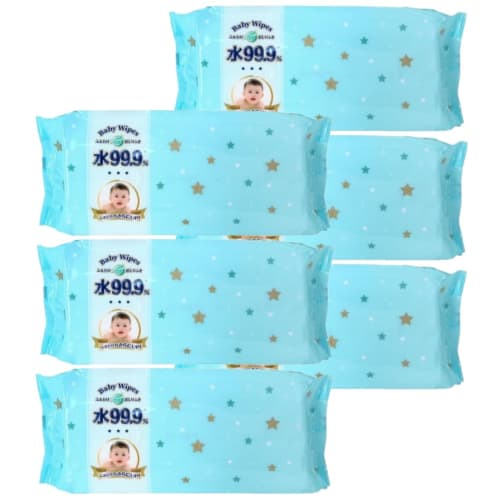 99.9% Water, Fluffy Plus Baby Wipes, 70 sheets (Pack of 6)