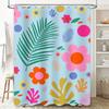 Яркая цветочная шторка для душа, смелые розовые цветы, зеленые листья на нежно-голубом фоне, современный декор для ванной комнаты для комнаты девочки, водонепроницаемая