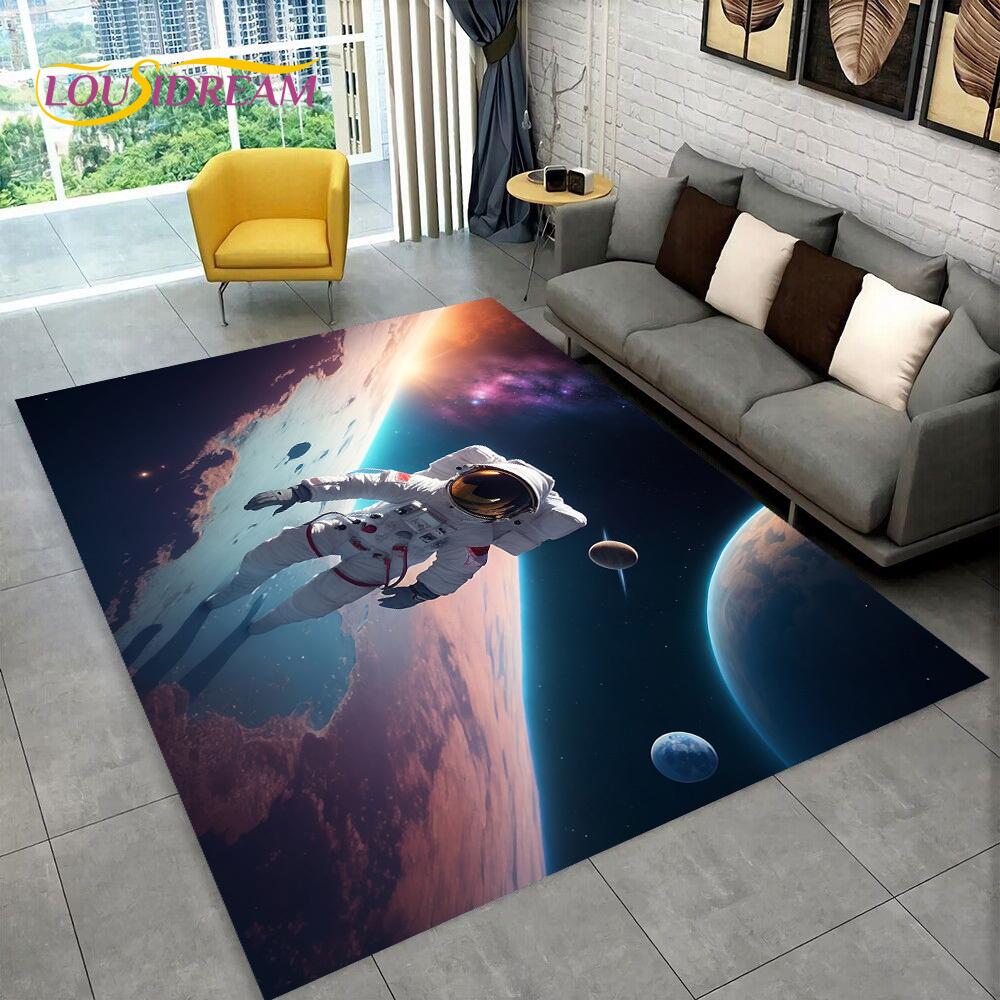 Astronaut Dream Universe Spaceman  Outer Space Cartoon Rug Carpet for Living Room Bedroom Decor,Non-slip for Sofa Doormat Kids