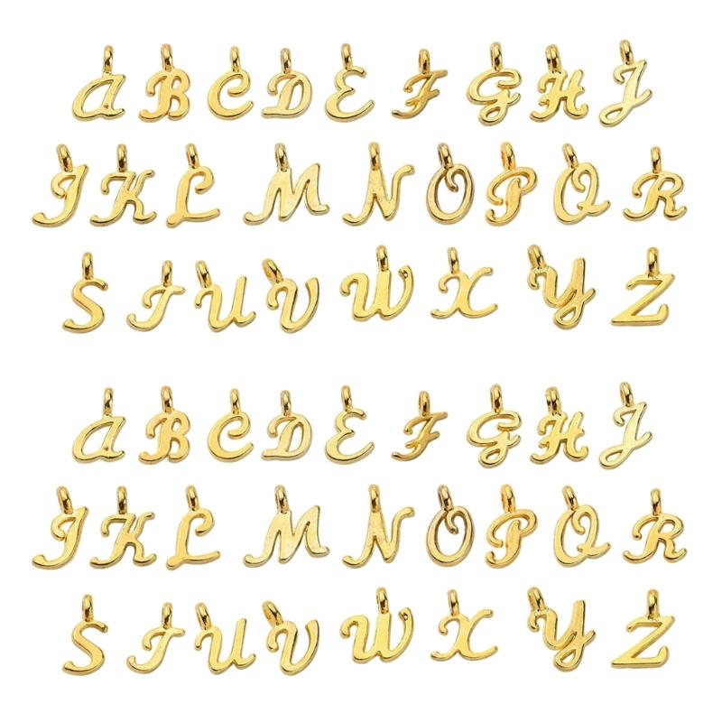 2 Set 26 A-Z Initial Letter Alloy Pendant Alphabet Charm DIY Jewellery Kit for Necklace Bracelet Earring Crafts DIY