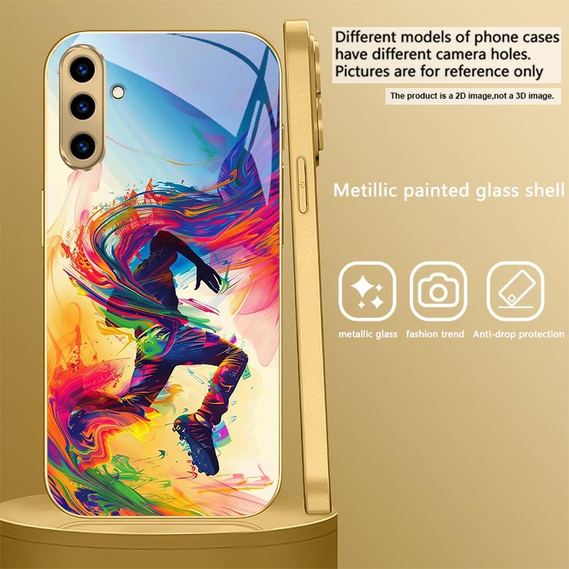 Абстрактная спортивная тема Для Samsung A36 A35 A34 A33 A32 A31 A26 A25 A23 A22 A21s A73 A72 A71 A42 A56 Золотой стеклянный чехол для телефона