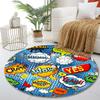 Comic Style Pop Art Speech Bubbles Print round rug, living room, bedroom, playroom carpet, non slip floor mat, gift