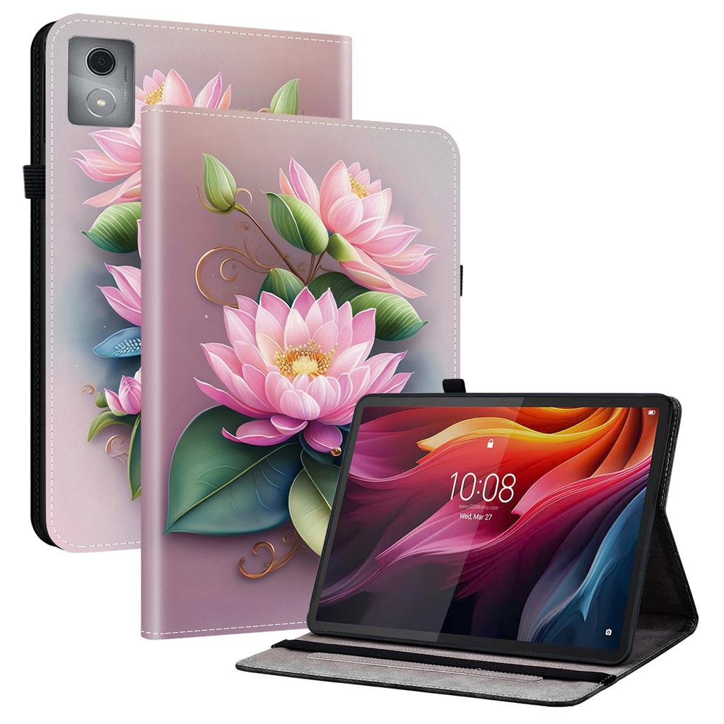 Кожаный чехол для Lenovo Tab K11 Plus/M11 Plus/Xiaoxin Pad Plus (2024) Чехол-подставка с принтом и слотами для карт
