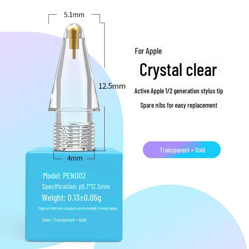 Apple Pencil Tip Replacement for 1st/2nd Gen, Transparent Modified Needle Tip, Paper-Like Film Compatible