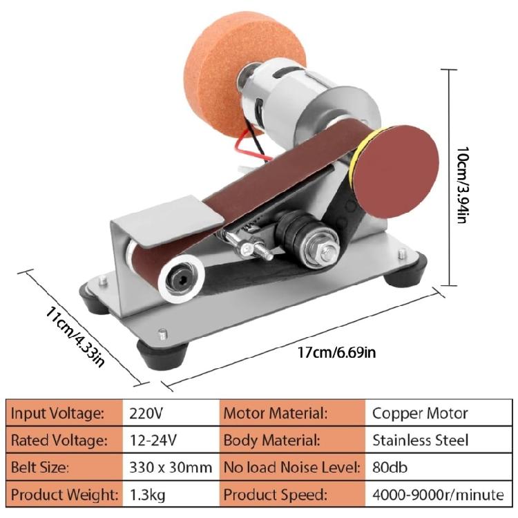 Ленточная шлифмашина 15 градусов Электрическая ленточная шлифмашина Регулируемая скорость Настольная ленточная шлифмашина для металлообработки Изготовление ножей Ремесло