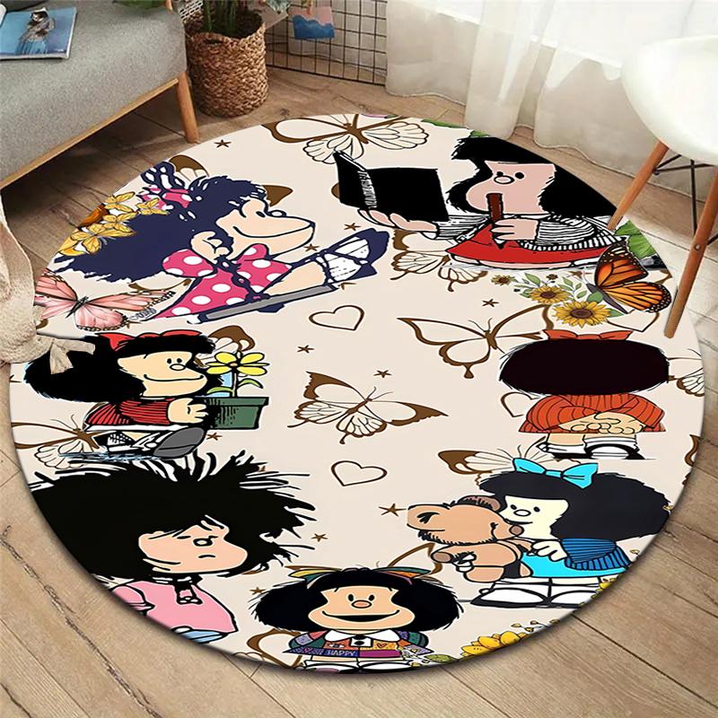 Круглый ковер Mafalda, Ковер для гостиной, спальни, дивана, игровой комнаты, Декор, Нескользящий коврик для пола