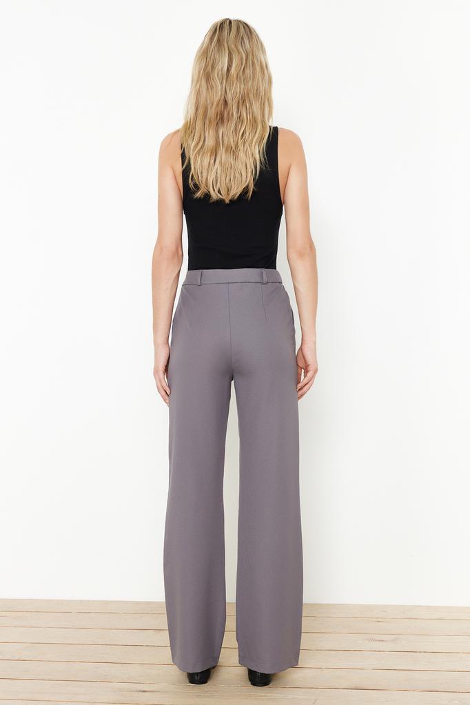 Женские модные новые брюки, серые широкие тканые брюки с широкими штанинами