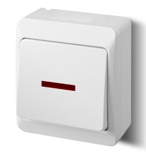 Hermes Łącznik Schodowy Hermetyczny Ip44 Z Podświetleniem Biały 0341-02
