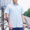 Lapel Short Sleeve Solid Color Plus Size Men Shirt Single Breasted Causal Loose Solid Color Work Shirt Streetwear