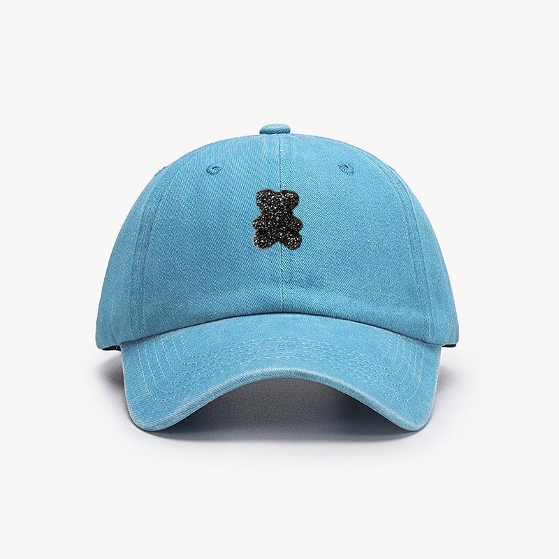 Cute teddy bear baseball cap, retro style, men's and women's adjustable outdoor travel hiking duckbill cap