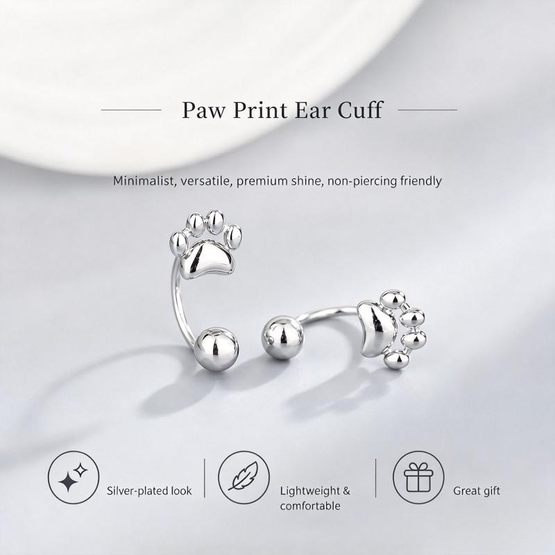 Cute Cat Paw Stud Earrings Double Sided Animal Paw Helix Cartilage Tragus Lobe Piercing Jewelry For Women Girls