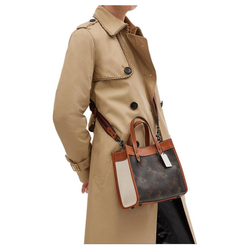 COACH Field 22 Classic Carriage Presbyopia Magnetic Snap Canvas with Leather Tote Bag Tote Bag Shopping Bag Shoulder Handbag Small Women's Brown