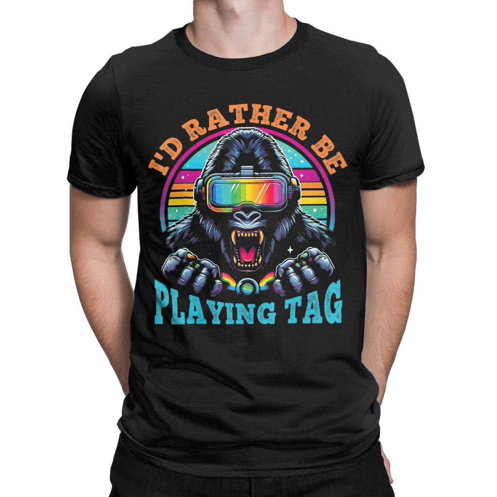 Gorilla Bruh I'd Rather Be Playing Classic Novelty 100% Cotton T-Shirt Tees Tops For Men