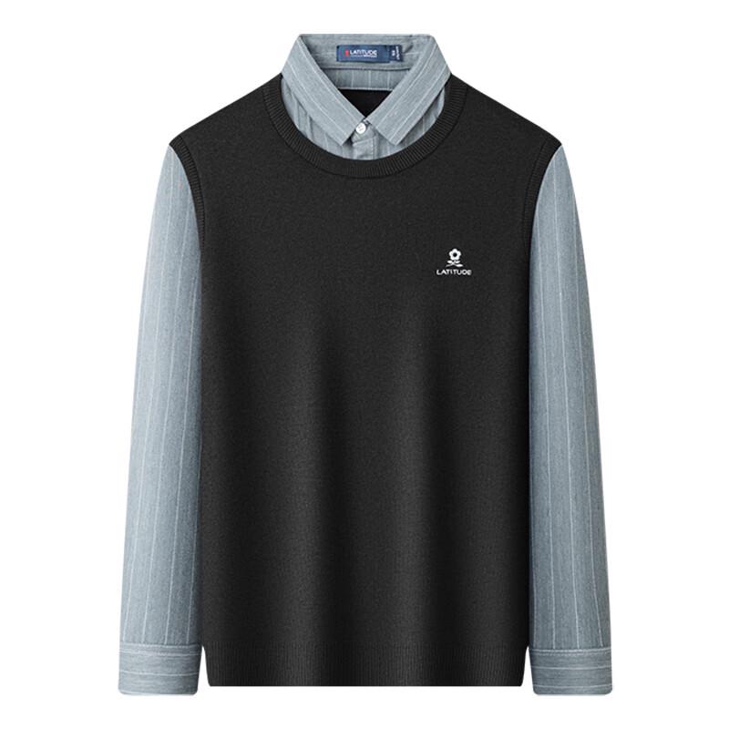 Мужской вязаный свитер MONTAGUT с вышивкой, полосатый лацкан, имитация двух частей