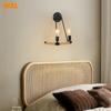 Bedside Decoration Bedroom Retro Creative Stair Aisle Iron Hemp Rope Vanity Light Fixture Living Room American Wall Lamp