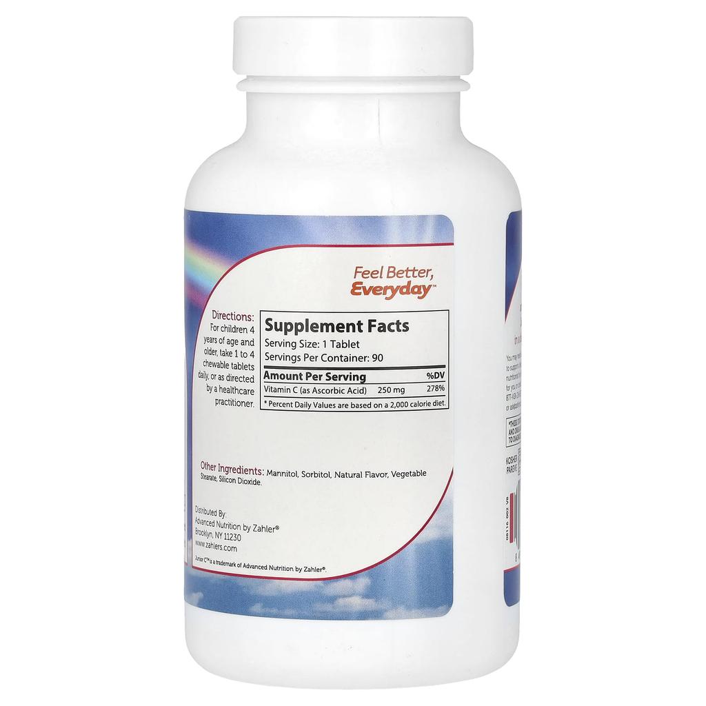 Youth C, Advanced Chewable Vitamin C, Natural Orange, 250Mg, 90 Chewable Tablets