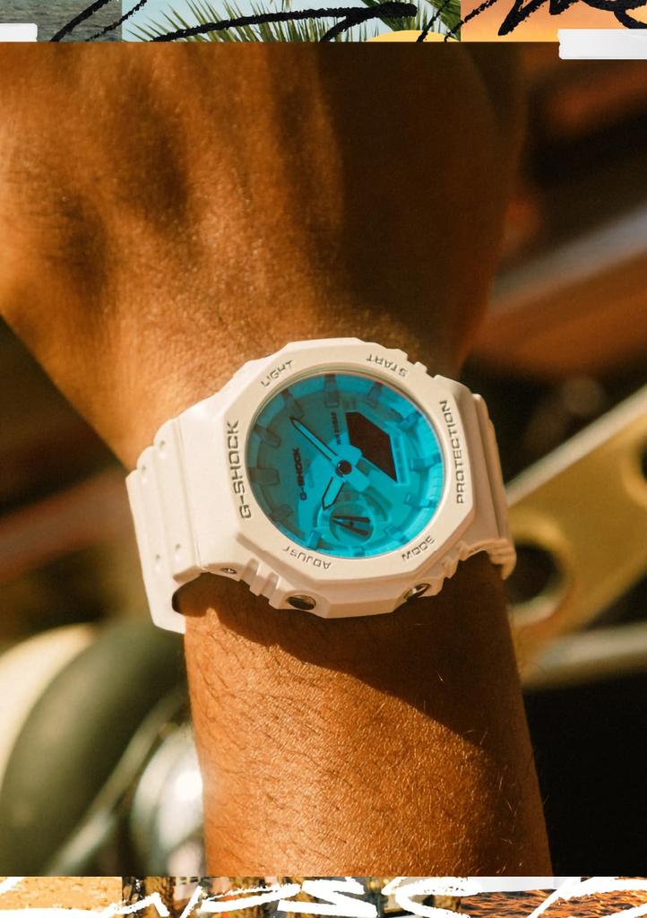 Мужские часы Casio G-Shock серии BEACH TIME LAPSE GA-2100TL-7AJF, белые (Официальный японский продукт)