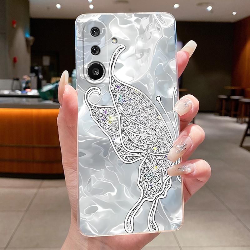 Phone Case For Samsung Galaxy M36 F36 5G Soft Transparent Silicone Flexible TPU Clear Cover Luxury Fashion Butterfly Flower Case
