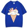 Cute anime-style short-sleeved top for boys and girls, white, versatile, Korean style, thin.