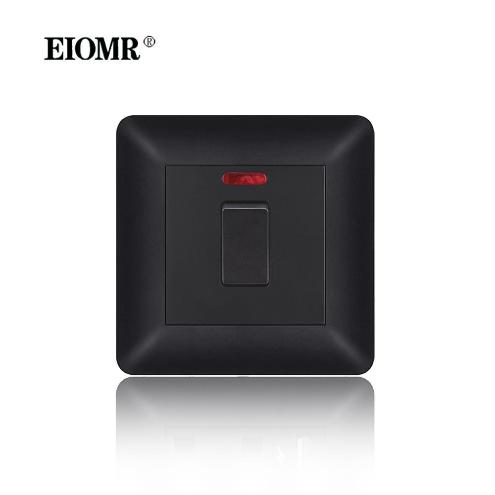 EIOMR 13A UK Standard Plug Power Wall Socket and Switch 250V, with USB Type-C Charger Port 5V 2.1A, Black PC Curved Frame Panel