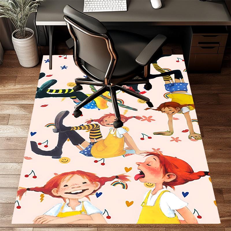 Pippi Longstocking Polyester Carpet, Soft Indoor Mat for Office Chair, Living Room, Computer Desk - Decorative Home Office Rug Design