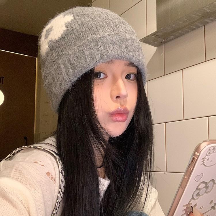 Knit Hat For Women With Colorblock Pattern Warm Windproof Winter Accessories