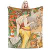 Language of Flowers Alphonse Mucha   Plush Blanket Students  Flannel Throw Blanket For Outdoor Soft Custom DIY Quality Bedspread