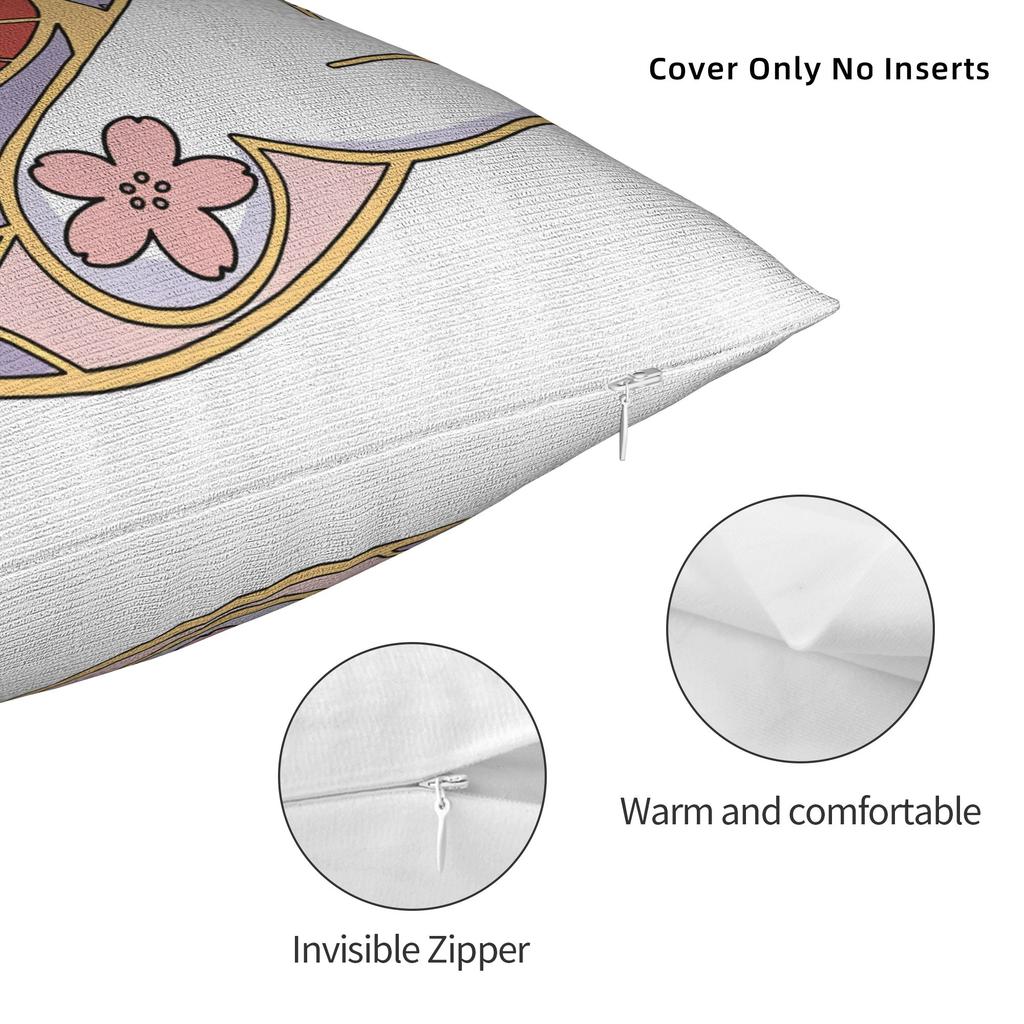 Pillow Case Sakura Magical Cartoon Anime Comfy Pillow Cover For Couch Sofa Bedroom Retro Trendy Pillowcases