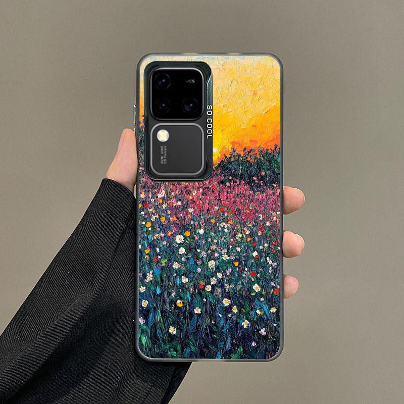 Для Samsung S24 S23 Ultra Plus FE S25 S22 Ultra Plus S21 FE Лазерный Чехол для Телефона Цветочный Узор Синий Цветочный Море Ударопрочные Чехлы