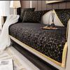 High-end Black Gold Leather Sofa Cushion Modern Non-slip Anti Cat Scratching Chair Pad Satin Edging Recliner Cover Towel Winter