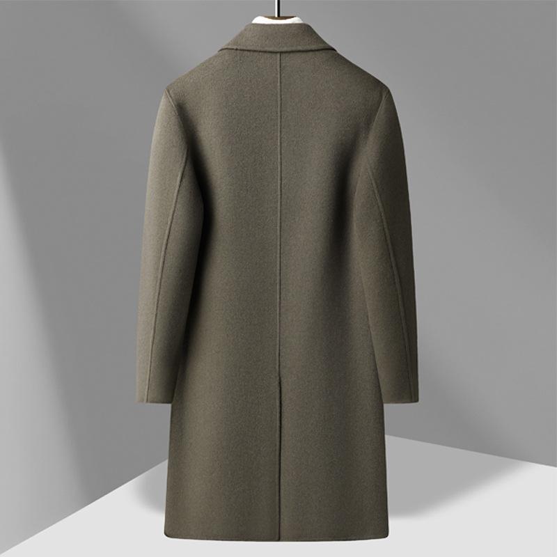 High-end Wool Coat Men's Autumn and Winter Double-breasted Long Woolen Trench Coat Handmade Double-sided Woolen Coat Coat