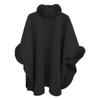 Женское зимнее пальто-накидка с рукавами «летучая мышь» Толстая шаль Свободный воротник-стойка Однотонный декор из искусственного меха Теплая повседневная одежда для работы и отдыха на открытом воздухе Пончо
