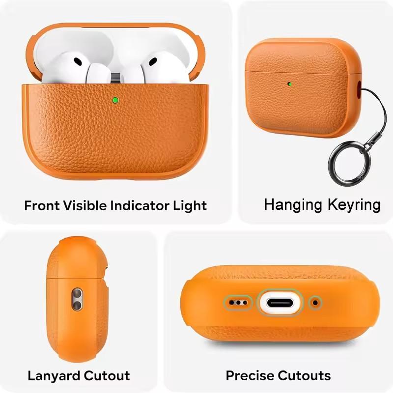 Чехол для наушников AirPods Pro3 с текстурой кожи из ТПУ, ударопрочный защитный чехол с брелоком для Apple Airpods Pro 3-го поколения