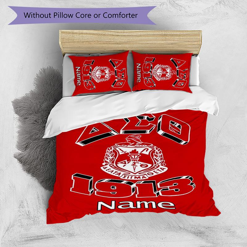 3pcs Custom Name Delta Sigma Theta Bedding Set Duvet Cover Closure Includes 1 Duvet Cover & 2 Pillowcases for All Seasons Bedroom Decor
