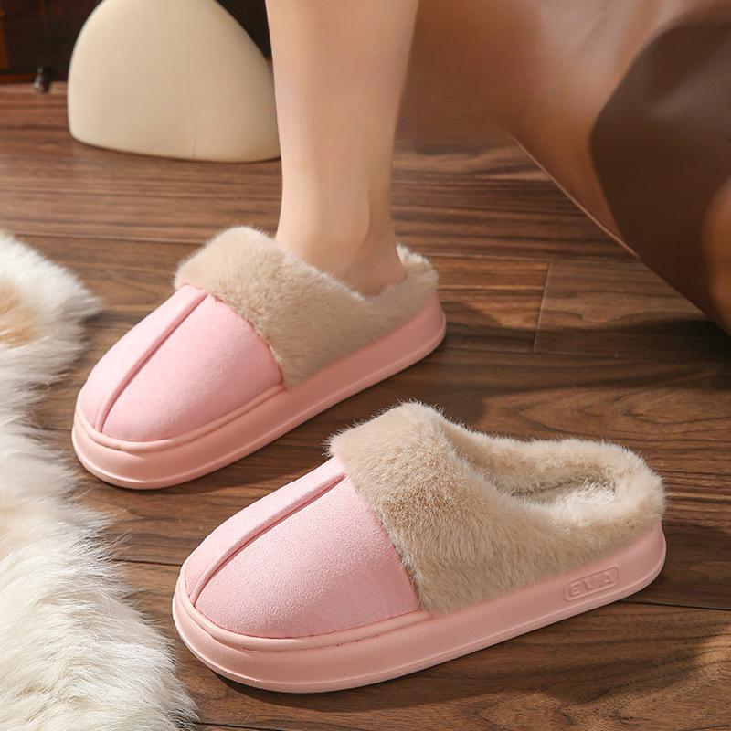 Хлопковые тапочки для женщин, осенне-зимние, для дома, с толстой подошвой, теплые и нескользящие плюшевые тапочки