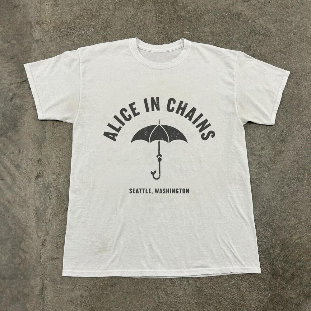 Редкая футболка Alice In Chains Сиэтл, Вашингтон, Унисекс Белая, Размер S-5XL Унисекс Футболка