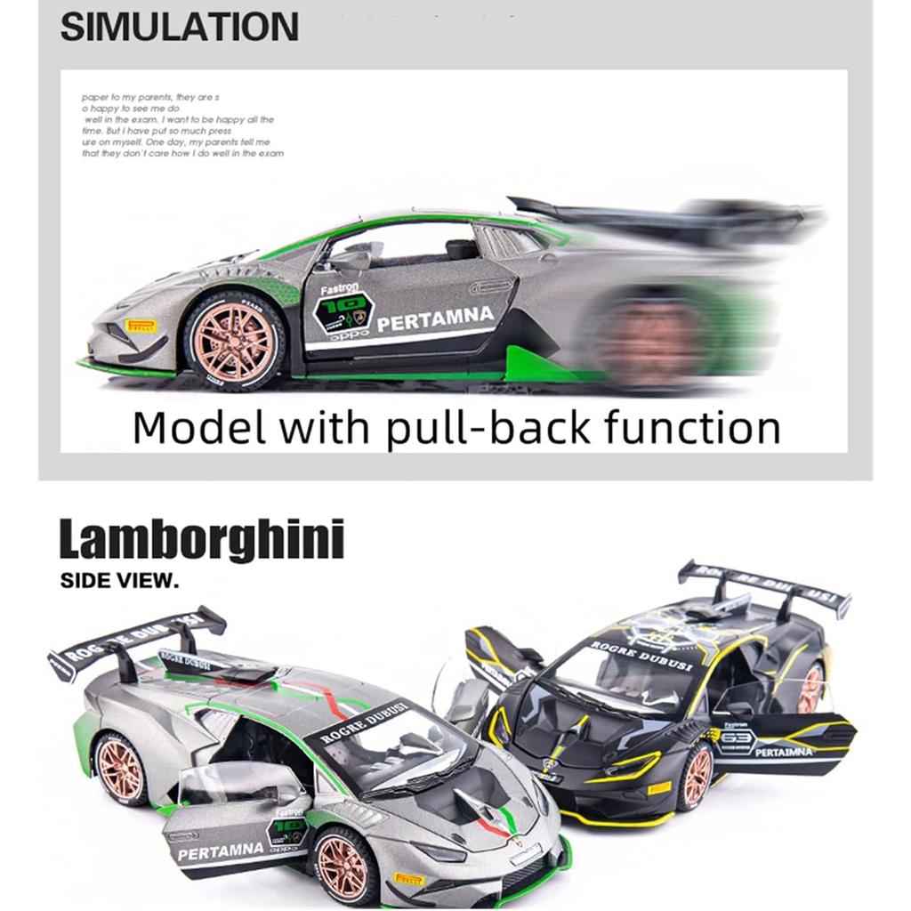 Масштаб 1/32 Lambo Huracan ST EVO, литая под давлением модель автомобиля, игрушечный автомобиль с откатным механизмом, звуком и светом для детей, коллекция подарков для мальчиков и девочек