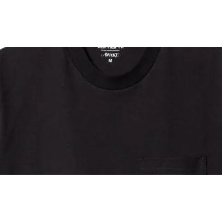 Carhartt WIP X Awake NY Совместная коллекция Весна/Лето 2023 Футболка с коротким рукавом и принтом логотипа на кармане Унисекс Футболка I031349-07Q-XX