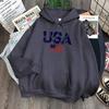 Usa Letters American Flag Stars And Stripes Mens Clothing Loose Crewneck Hoodie Autumn Pullover Hoodies Casual Pocket Sweatshirt
