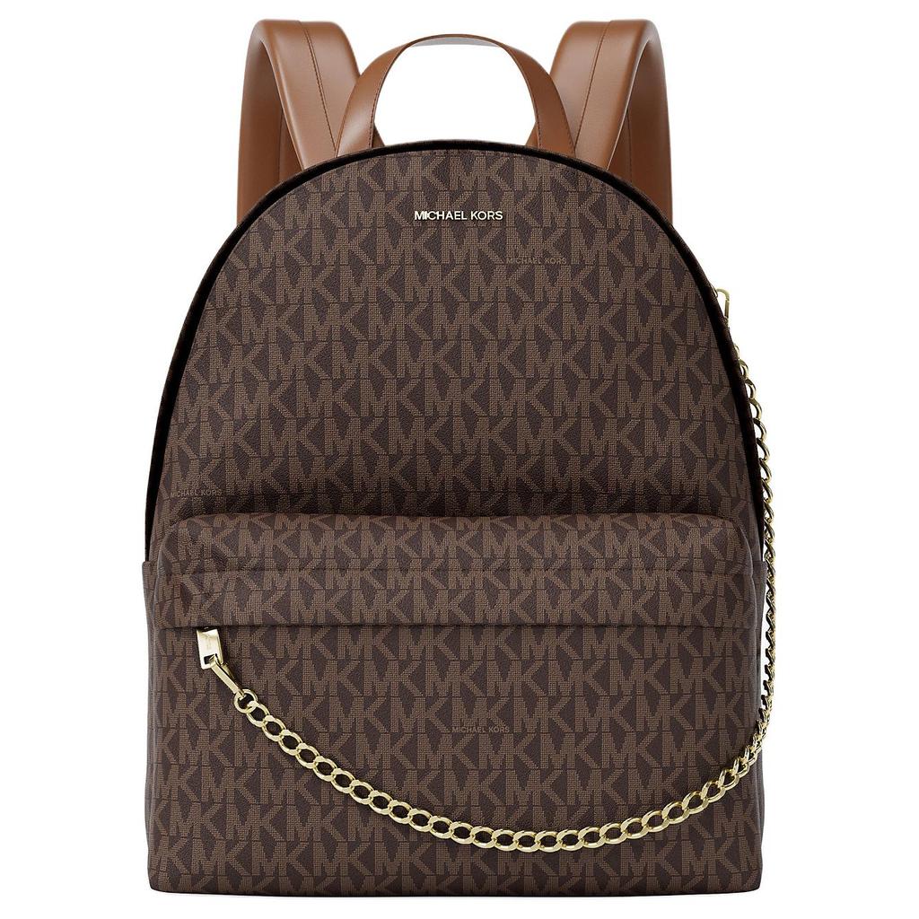 Michael Kors MK Slater Фирменный Логотип Покрытый Холст Средний Рюкзак Женские Рюкзаки Коричневый 35F5G04B2B-BROWN