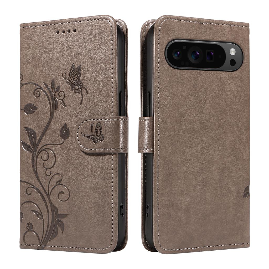 For Google Pixel 9 Pro XL/Google Pixel 10 Pro XL PU Leather Cases Flower Pattern Wallet Stand Phone Cover with Strap