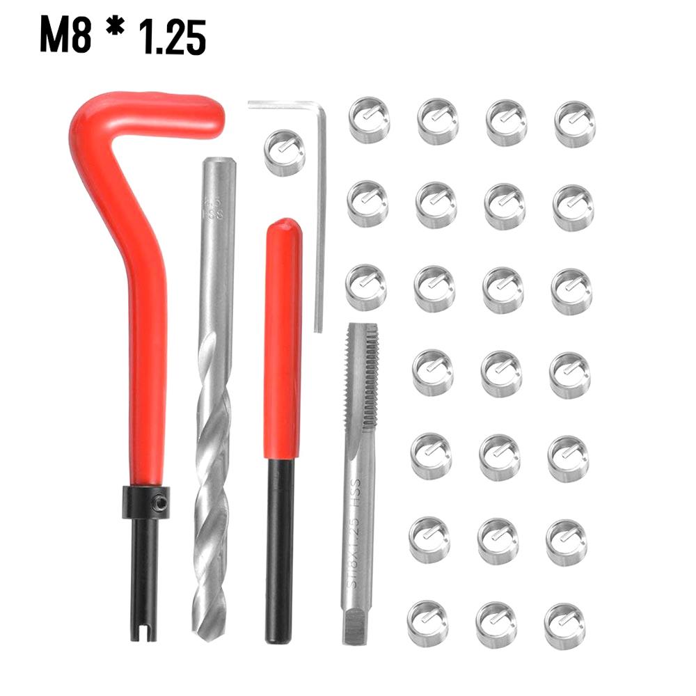 30Pcs Metric Thread Repair Insert Kit M5 M6 M8 M10 M12 M14 Helicoil Car Pro Coil Tool M6 * 1.0