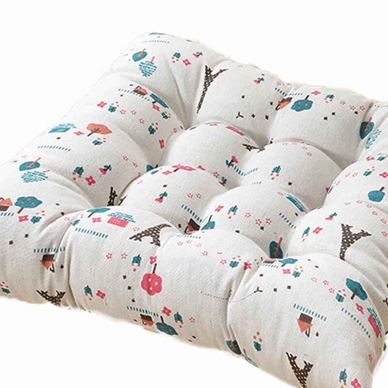 Зимняя утолщенная хлопково-льняная квадратная подушка на сиденье