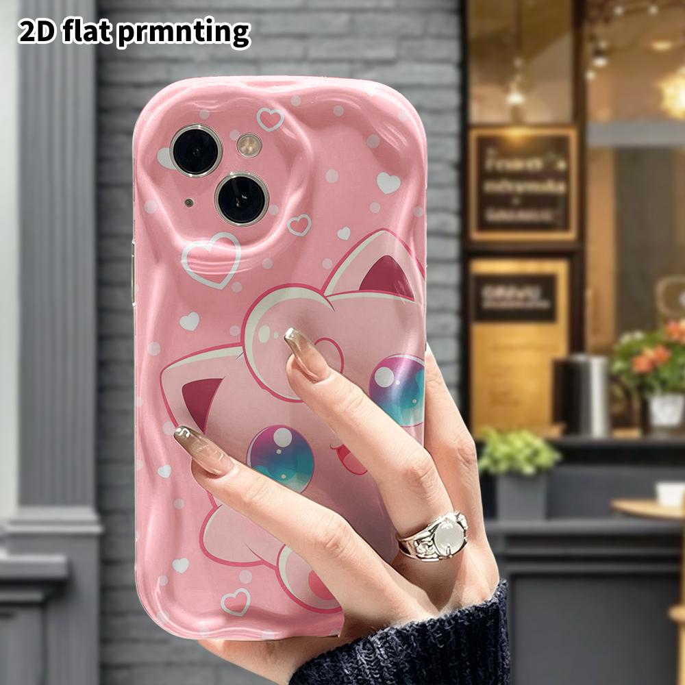 Phone Case: 2D flat design, fits iPhone 12, 13, 14, 15, 16, 17, 18 Pro, phone decoration, pink Jigglypuff, Halloween and Christmas gift